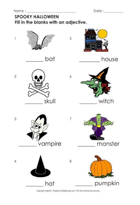 Spooky Adjectives Worksheet